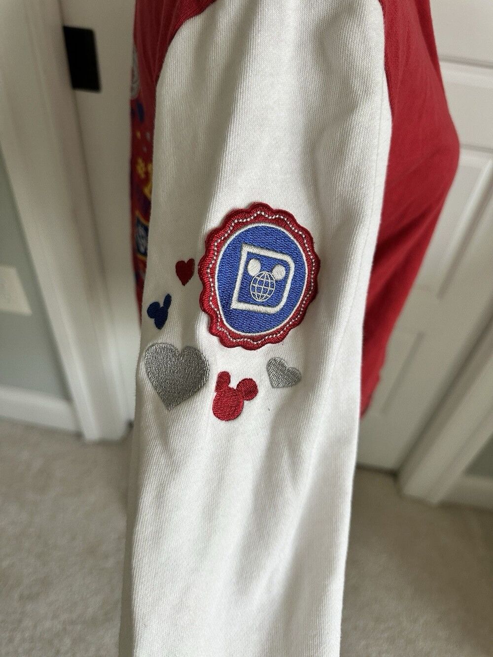 Walt Disney World 71 Mickey Mouse #1 Fan Varsity Jacket Red White Youth XL Retro - Picture 6 of 11